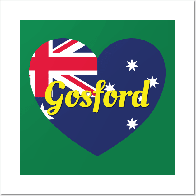 Gosford NSW Australia Australian Flag Heart Wall Art by DPattonPD